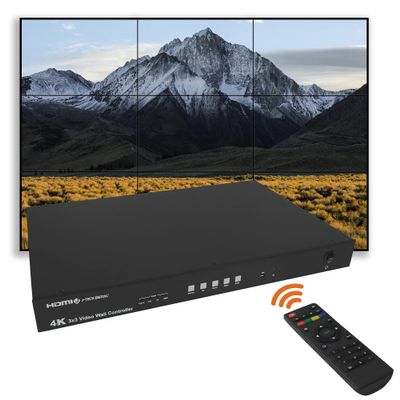 3x3 4K30Hz HDMI Video Wall Controller Multiviewer Matrix | 4K30Hz Input and Output, Supports HDMI, VGA, USB Type-C, DisplayPort, Edge Correction, Audio Extraction Up to 10x10