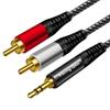 3.5mm to 2 RCA Audio Cable 10 ft,Yeung Qee Nylon Braided 3.5mm Male to 2RCA Male Stereo Audio Y Adapter cable AUX RCA Splitter Cord Compatible with Smartphones, MP3, Tablets, Speakers, HDTV (10FT/3M) view 1