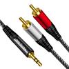 3.5mm to 2 RCA Audio Cable 10 ft,Yeung Qee Nylon Braided 3.5mm Male to 2RCA Male Stereo Audio Y Adapter cable AUX RCA Splitter Cord Compatible with Smartphones, MP3, Tablets, Speakers, HDTV (10FT/3M) view 2