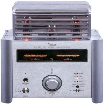 Yaqin MS-6P14 Vacuum Tube Amplifier, Class AB, Push-Pull Circuit,Output Power 11Wx2, Bluetooth Input, Headphone6.3mm Output, with Remote Control, Tubes: 12AX7,12AU7,EL84.