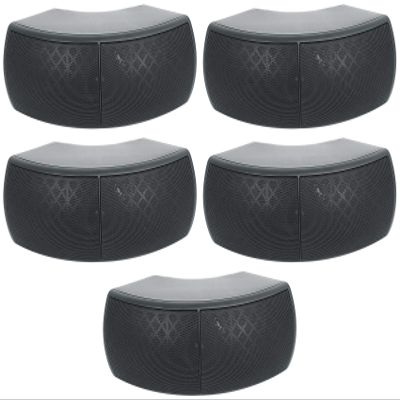 Rockville Wet-D4 Black Dual 4 in 70V/100V Indoor/Outdoor Speaker, 8-Ohm Bypass, Weather-Resistant, Angled Dual Woofers for Commercial/Restaurant/Bar and Patios, 5-Piece