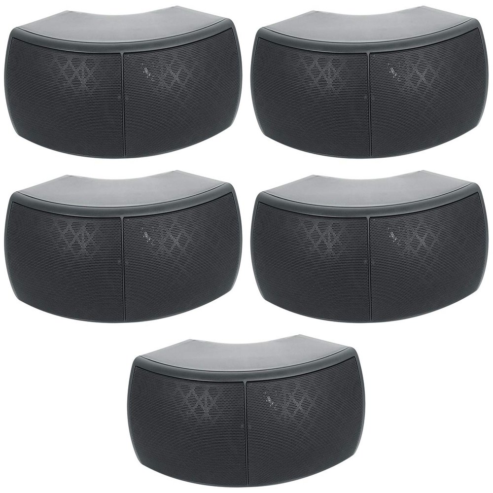 Rockville Wet-D4 Black Dual 4 in 70V/100V Indoor/Outdoor Speaker, 8-Ohm Bypass, Weather-Resistant, Angled Dual Woofers for Commercial/Restaurant/Bar and Patios, 5-Piece