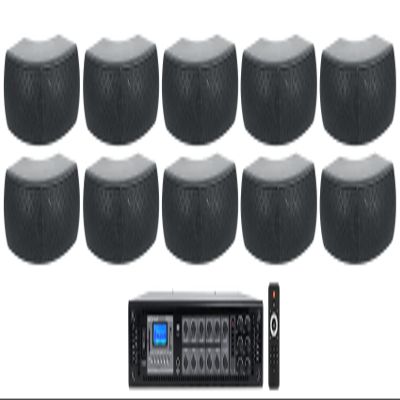 Rockville RCS350-6 350 Watt 6 Zone 70v Commercial/Restaurant Amplifier/Bluetooth Bundle with (10) Rockville Wet-D4 Black Dual 4" Indoor/Outdoor Commercial/Restaurant 70V Speaker