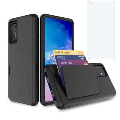 Asuwish Compatible with Moto G Stylus 2021 4G Case and Tempered Glass Screen Protector Cover Card Holder Slot Kickstand Phone Cases for Motorola GStylus 6.8 Stylo XT2115DL XT2115-1 Women Men Black