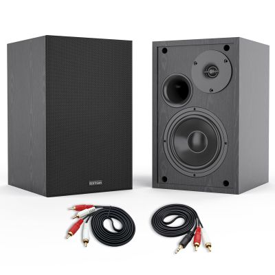 BESTISAN 4 Inch Powered Bookshelf Speakers with Deep Bass, Bluetooth 5.0 Studio Monitor Speakers, 2.0 Neared Field Audio Speakers with 2 RCA Line Input, Set of 2 Black-New Model