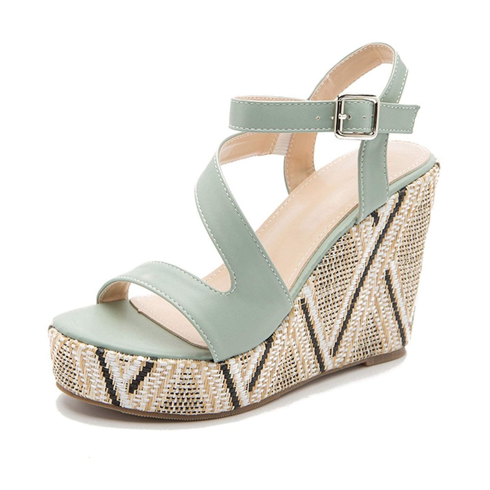 ZBYY Women Espadrille Wedge Sandal,Open Toe Buckle Ankle Strap Platform Wedge Sandals Dress Sexy Wedding Shoes