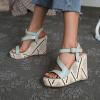 ZBYY Women Espadrille Wedge Sandal,Open Toe Buckle Ankle Strap Platform Wedge Sandals Dress Sexy Wedding Shoes view 3
