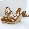 ZBYY Womens Lace Up Espadrille Platform Wedge Sandals Ankle Strap Mid Heel Slingback Summer Wedding Party Dress Shoes view 4