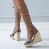 ZBYY Womens Lace Up Espadrille Platform Wedge Sandals Ankle Strap Mid Heel Slingback Summer Wedding Party Dress Shoes view 4