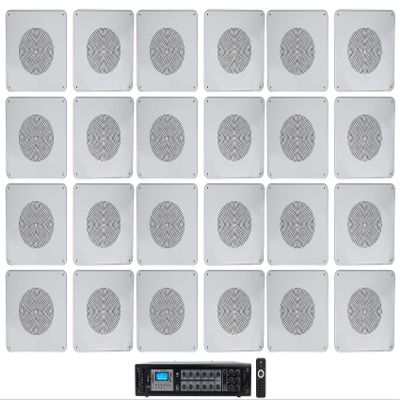 Rockville MS81 Bundle: (12) Pair 8 in 70V Ceiling Speakers, RCS180-6 180-Watt 6 Zone Amplifier Bluetooth USB SD Optical, for Restaurant Background Music, 13-Items