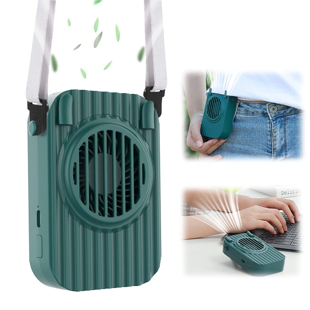 AMENKER 3 IN 1 Waist Fan/Necklace Fan/Desk Fan, Rechargeable Waist Fan with 3 Speed Vertical Strong Airflow, Hand Free Wearable USB Waist Fan for Women Kids Girls Men Desk Outdoor Travel