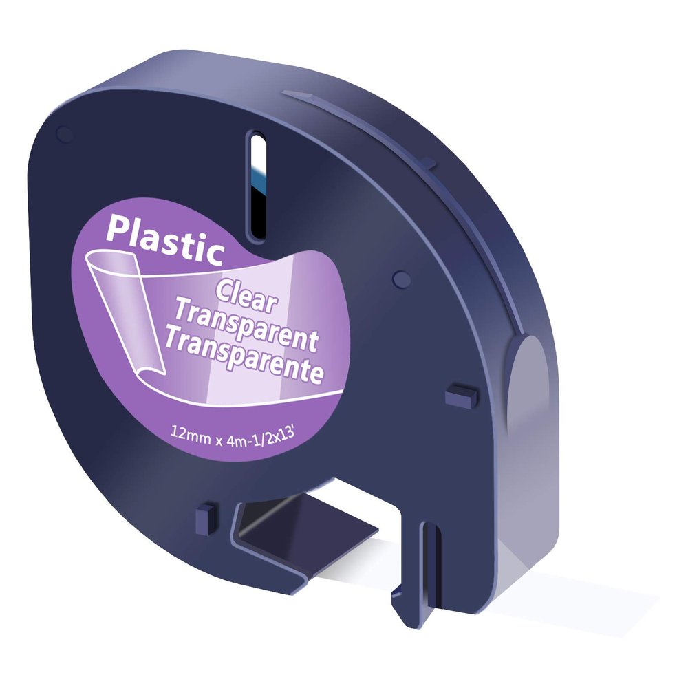 GREENCYCLE Compatible for Dymo LT 16952 (S0721530) Transparent Plastic Label Tape Refills Black on Clear 12mm 1/2" X 4m 13 ft Label Maker Tape for LetraTag LT-100T LT-100H QX50 2000 XR, 20 Pack