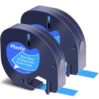 GREENCYCLE Compatible for Dymo LT 91335 (S0721650) Plastic Label Tape Refills Black on Blue 12mm 1/2" X 4m 13 ft Self-Adhesive Label Maker Tape for LetraTag LT-100T LT-100H QX50 2000 XR, 2 Pack
