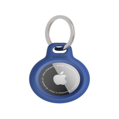 Belkin Apple AirTag Secure Holder with Key Ring - Durable, Scratch-Resistant Case with Open Face & Raised Edges - Protective AirTag Keychain Holder Accessory for Keys, Pets, Luggage, & More - Blue