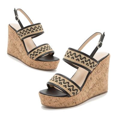 ZBYY Sandals for Women with Heels,Fashion Wedge Platform Slide On Sandal Open Toe Dress Summer Casual Slippers Shoes