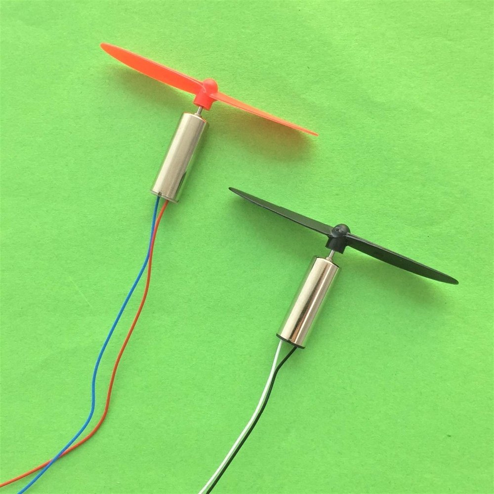 Bclla Zkenshan-DIY Motor 2pcs DC3.7V 720 7 * 20MM Mini Model Helicopter Coreless DC Motor 55mm Propeller Mini Great Torque High Speed Motor, Easy to Install