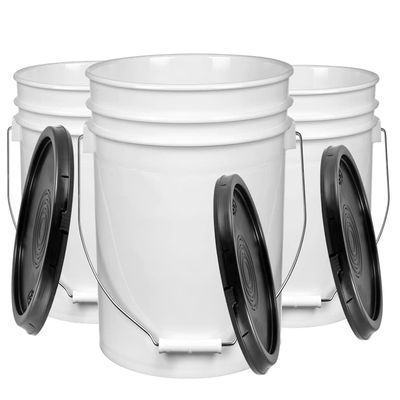 House Naturals 3.5 Gallon White Food Grade Bucket Pail with Black Lid (Pack of 3) BPA Free containers -Made in USA