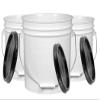 House Naturals 3.5 Gallon White Food Grade Bucket Pail with Black Lid (Pack of 3) BPA Free containers -Made in USA view 1