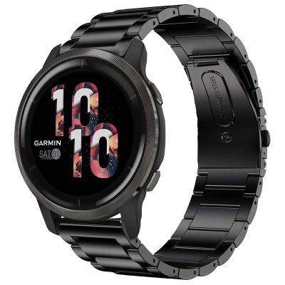 Venu 2S Band, YOUkei Quick Release Stainless Steel Metal Replacement Straps Compatible with Garmin Venu 2S Smartwatch (Black)