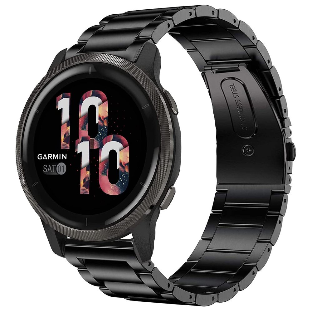 Venu 2S Band, YOUkei Quick Release Stainless Steel Metal Replacement Straps Compatible with Garmin Venu 2S Smartwatch (Black)