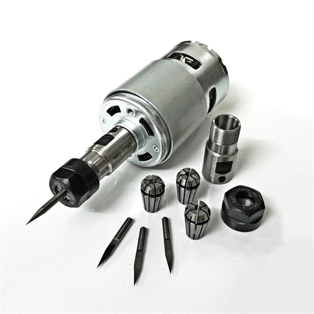Bclla Zkenshan-DIY Motor DC Motor 12-36V 4000-12000 RPM Ball Bearing Spindle Motor with ER11 Extension Rod Carving Knife, Easy to Install (Color : Option 1)