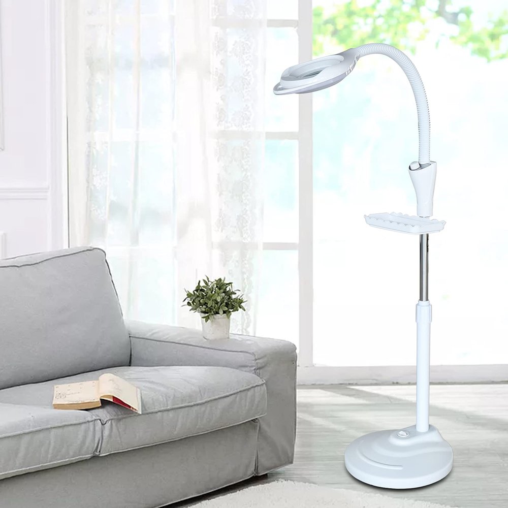 YIYIBYUS 16x Magnification Floor Stand Magnifying Glass, LED Light Facial Beauty Salon Magnifier Lamp,23-67 inch (No Wheel)