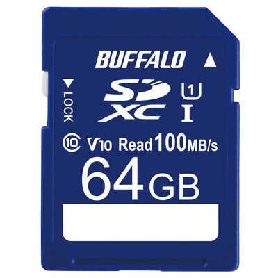 Buffalo SD Card 64GB 100MB/s UHS-1 Speed Class 1 Supports VideoSpeedClass 10 IPX7 Full HD Data Recovery Service RSDC-064U11HA/N