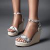 ZBYY Women's Open Toe Shoes Snakeskin Espadrilles Flatform Platform Wedge Sandals Dress Ankle Strap Party Sandals view 2