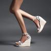 ZBYY Women's Open Toe Shoes Snakeskin Espadrilles Flatform Platform Wedge Sandals Dress Ankle Strap Party Sandals view 3