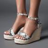 ZBYY Women's Open Toe Shoes Snakeskin Espadrilles Flatform Platform Wedge Sandals Dress Ankle Strap Party Sandals view 4