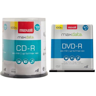 Maxell MAX638014 16x DVD-R Media & 648200 Premium Quality Recording Surface Noise Free Playback 700Mb CD-Recordable 48x Write Speeds