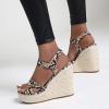 ZBYY Women Espadrilles Wedge Sandals Snakeskin Dress Fashion Party Platform Sandals Summer Ankle Strap Open Toe Shoes view 2