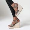 ZBYY Women Espadrilles Wedge Sandals Snakeskin Dress Fashion Party Platform Sandals Summer Ankle Strap Open Toe Shoes view 4