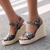 ZBYY Women Espadrilles Wedge Sandals Snakeskin Dress Fashion Party Platform Sandals Summer Ankle Strap Open Toe Shoes view 2