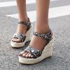 ZBYY Women Espadrilles Wedge Sandals Snakeskin Dress Fashion Party Platform Sandals Summer Ankle Strap Open Toe Shoes view 3