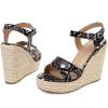 ZBYY Women Espadrilles Wedge Sandals Snakeskin Dress Fashion Party Platform Sandals Summer Ankle Strap Open Toe Shoes view 4
