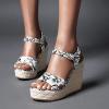 ZBYY Women Espadrilles Wedge Sandals Snakeskin Dress Fashion Party Platform Sandals Summer Ankle Strap Open Toe Shoes view 3