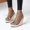 ZBYY Women's Open Toe Shoes Snakeskin Espadrilles Flatform Platform Wedge Sandals Dress Ankle Strap Party Sandals view 2