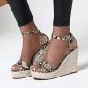 ZBYY Women's Open Toe Shoes Snakeskin Espadrilles Flatform Platform Wedge Sandals Dress Ankle Strap Party Sandals view 3
