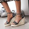 ZBYY Women's Open Toe Shoes Snakeskin Espadrilles Flatform Platform Wedge Sandals Dress Ankle Strap Party Sandals view 2