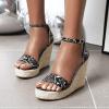 ZBYY Women's Open Toe Shoes Snakeskin Espadrilles Flatform Platform Wedge Sandals Dress Ankle Strap Party Sandals view 3