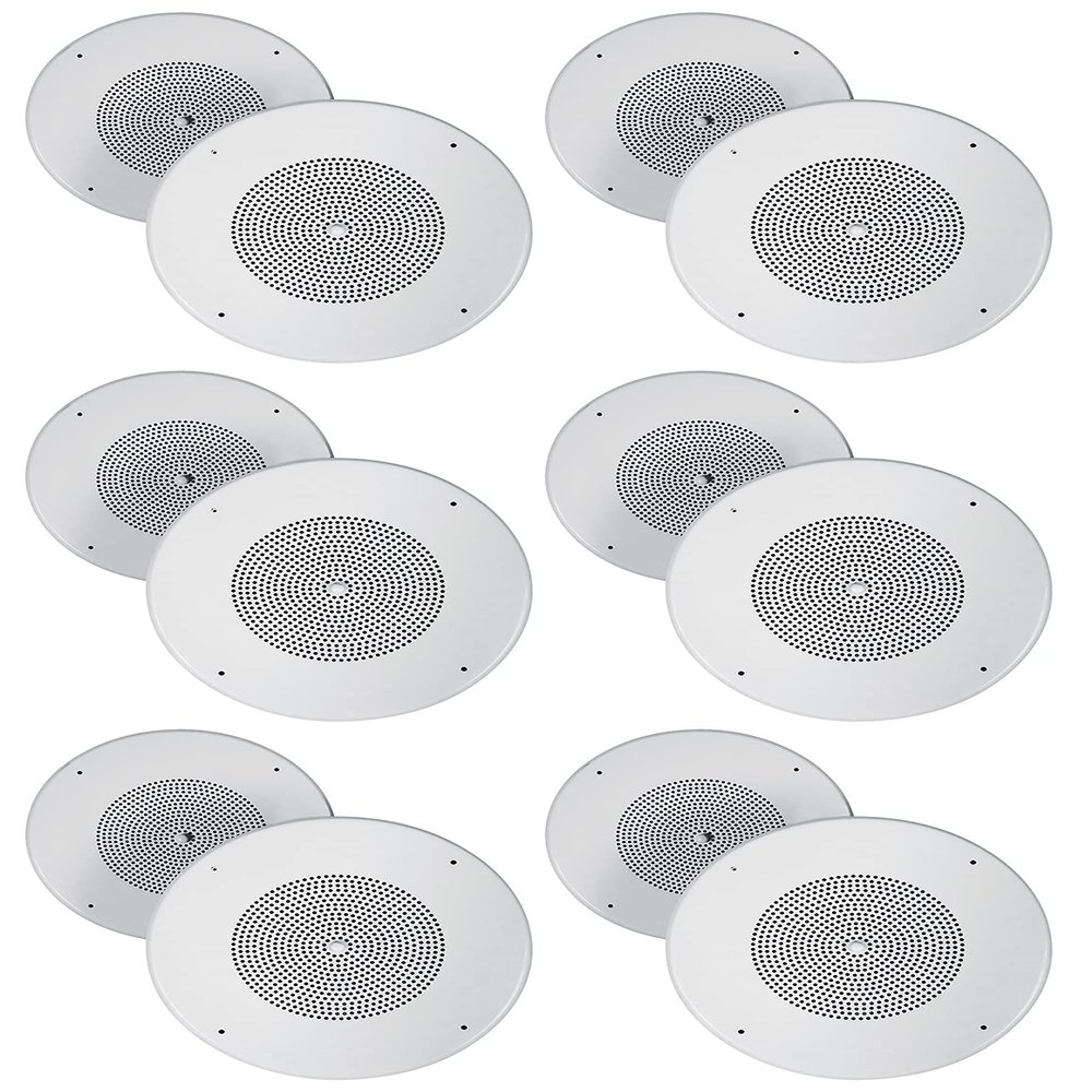 Rockville MC80 8-in 70V Commercial Metal PA Ceiling Speakers, Volume Knob, Background Music Announcements, 6-Pair