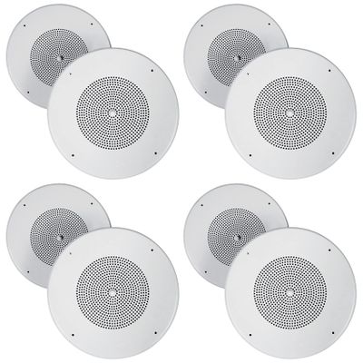 Rockville MC80 8 in 70V Commercial in-Ceiling Metal PA Speaker, 70Hz-20kHz Frequency Response, 20-Watt RMS 8 Ohm Bypass, Background Music and Paging, 8-Piece
