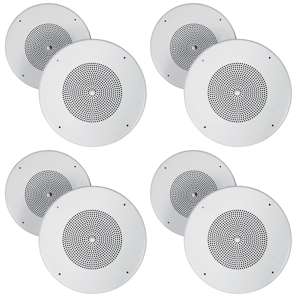 Rockville MC80 8 in 70V Commercial in-Ceiling Metal PA Speaker, 70Hz-20kHz Frequency Response, 20-Watt RMS 8 Ohm Bypass, Background Music and Paging, 8-Piece