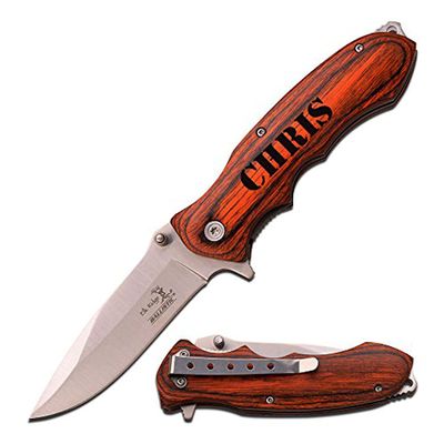Blue Steel Pocket Knife, Engraved Personalized Pocket Knife for Men, Dad Gifts, Boyfriend, Groomsmen, Anniversary, Valentines (Silver)