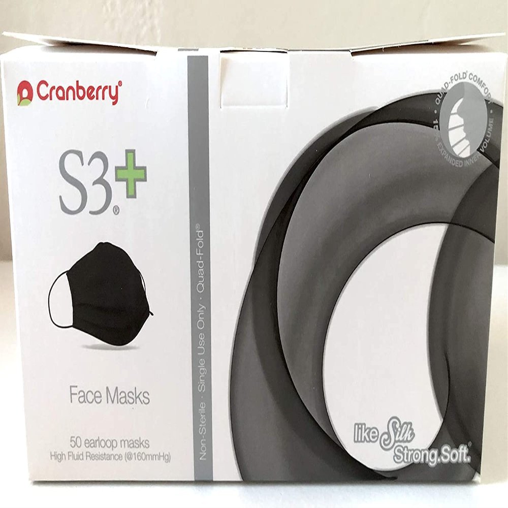 Cranberry S3+ Black Face Mask - 8 boxes (Case of 400)