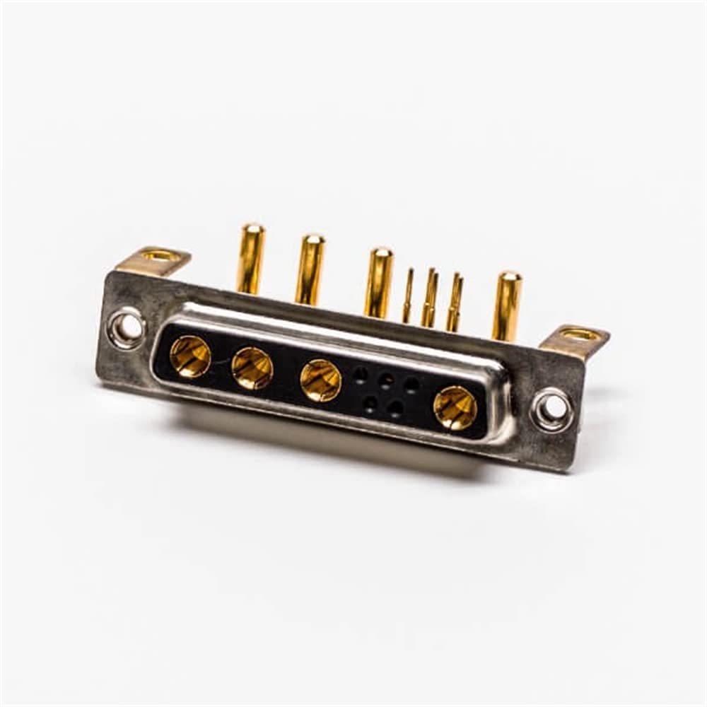 Elecbee D SUB Female Power 9W4 R/A Solder Type for PCB Mount