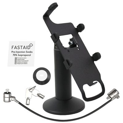 DCCStands Verifone Engage P200/P400 7" Swivel and Tilt Black Stand with Anti-Theft POS Device Terminal to Stand Security Tether Lock