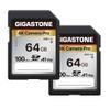 5-Years Data Recovery GIGASTONE 64GB SD Card 2-Pack, 4K Camera Pro, A1 V30 SDXC Memory Card 4K UHD Video Compatible with Canon Digital Camera, with 2 Mini Cases view 1