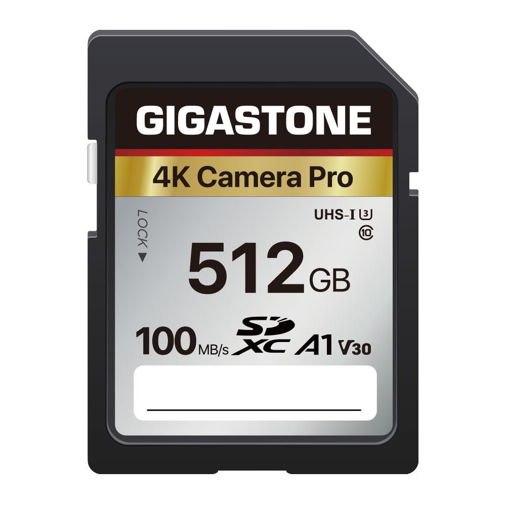 5-Years Data Recovery GIGASTONE SD Card 512GB Memory Card 4K Pro Series Speed Up to 150MB/s Compatible with Canon Camcorder, SDXC A1 V30 UHS-I